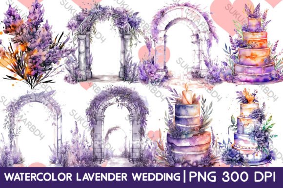 Enchanting Watercolor Lavender Wedding Clipart for Elegant Designs