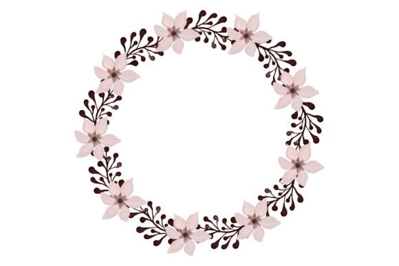 Pink Flower Wreath for Wedding Card: A Watercolor Illustration