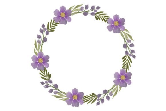 Purple Flower Wreath: A Watercolor Asset for Modern Designers