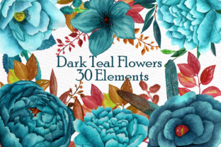 Watercolor Flowers Clipart: Autumn & Teal Wedding Inspiration