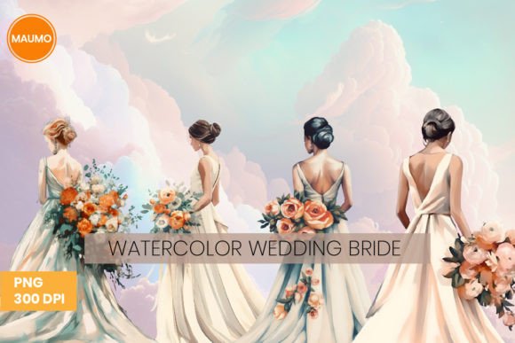Watercolor Wedding Dresses Sublimation: A Dreamy Design Asset