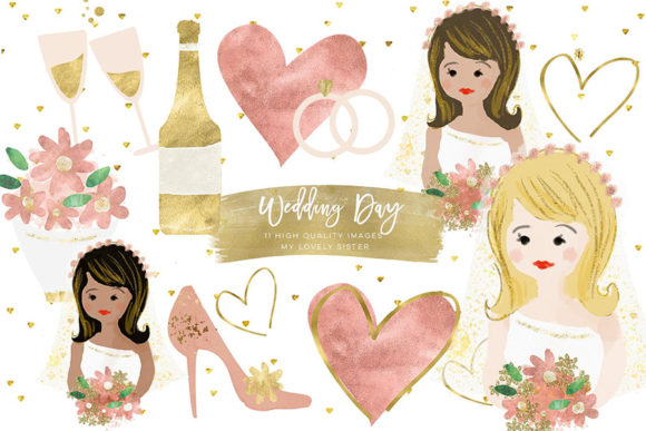 Wedding Clip Art & Bride Bouquet Designs for Your Projects